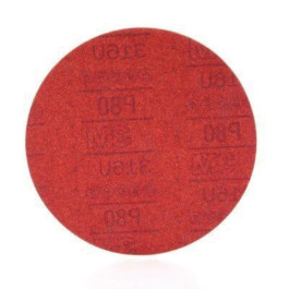 3M 01100 316U Series Red Abrasive Disc, 8" Diameter, P80 Grit, PSA, Box of