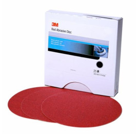 3M 01114 316U Series Red Abrasive Stikit Disc, 6" Diameter, P120 Grit, PSA,