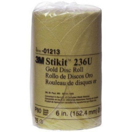 3M 01213 236U Series Stikit Gold Abrasive Disc Roll, 6" Diameter, P80 Grit,