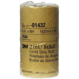 3M 01432 216U Series Stikit Gold Abrasive Disc Roll, 6" Diameter, P500 Grit