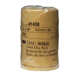 3M 01438 216U Series Stikit Gold Abrasive Disc Roll, 6" Diameter, P220 Grit