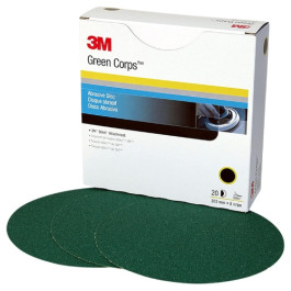 3M 1551 Green Corps Stikit Production Disc, 8 Inch, 36 Grit, No Hole, Pack of 50