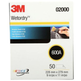 3M 02000 413Q Series Wetordry Tri-M-Ite Abrasive Sheet, 9" Width x 11" Leng