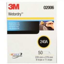 3M 02006 413Q Series Wetordry Tri-M-Ite Abrasive Sheet, 9" Width x 11" Leng