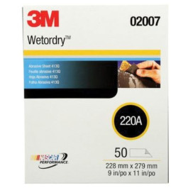3M 02007 413Q Series Wetordry Tri-M-Ite Abrasive Sheet, 9" Width x 11" Leng