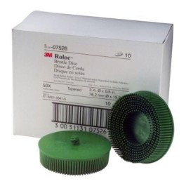 3M 07526 Scotch-Brite Roloc Bristle Disc, 3 in, 50 Grade, Green, 10 Discs per Box