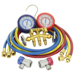Mastercool 84772G 2-Way Manifold Gauge Set, Brass R134a, 72 inch Hoses