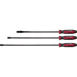Mayhew Steel 14074 Dominator Pro 3-Piece Pry Bar Set, 25 Inch Straight, 31 and 36 Inch Curved, Red