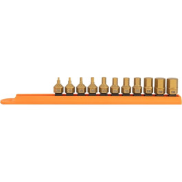 Mayhew 16005 Low-Profile Dual Drive Set, 11-Piece Metric Hex, Titanium-Coated