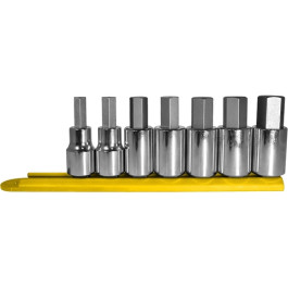 Mayhew 16018 SAE Hex Socket Bit Set, Chrome Plated, 7-Piece