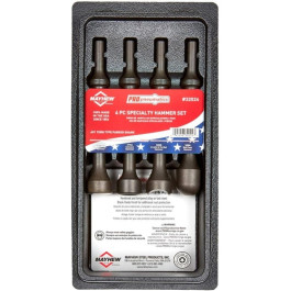 Mayhew 32024 Pneumatic Hammer, 4-Piece Specialty Set, Black Oxide Finish