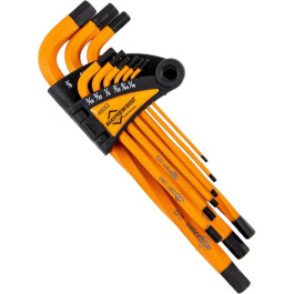 Mayhew 45052 Heavy-Duty SAE Twisted Hex Key Set, S2 Tool Steel, Color-Coated, 9-Piece Set