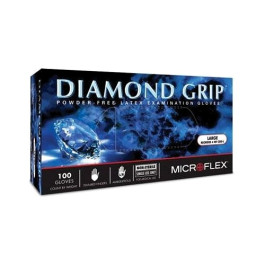 Microflex Diamond Grip MF-300-L Durable Disposable Exam Gloves, Large, Natu