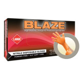 Ansell Blaze N483 High Visibility Orange Nitrile Powder Free Exam Gloves Large, 100-Pack