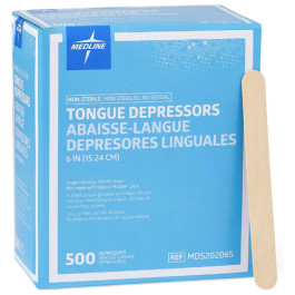 Medline MDS202065 Nonsterile Wood Tongue Depressors, 6", 500 Box