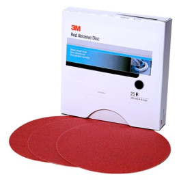 3M 01107 316U Series Red Abrasive Disc, 6" Diameter, P500 Grit, PSA, Roll o