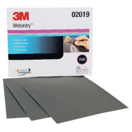 3M 02019 401Q Wetordry Abrasive Sheet, 9" Width x 11" Length, 2500 Grit, Si