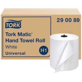 Tork 290089 Matic Paper Hand Towel Roll, White, H1, 1-Ply, 700 ft, 6 Rolls
