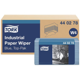 Tork 440278 Heavy Duty Paper Wiper W4, Blue, 4-Ply, 90 Wipers Per Pack, 5 P