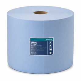 Tork 450304 Heavy-Duty Paper Wiper Blue W1, Giant Roll, 1-Ply, 11.1" x 800
