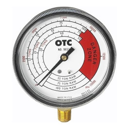 OTC 9651 Hydraulic Pressure Gauge, 3-1/2" Diameter Face, Four Scales