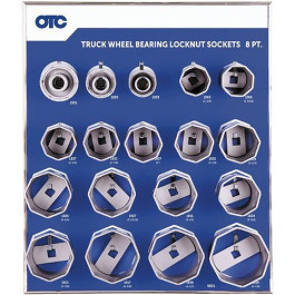 OTC 9851A 8-Point Truck Wheel Bearing Locknut Socket Set with Tool Board, 3