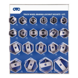 OTC 9850 Six Point Truck Wheel Bearing Locknut Socket Set, 21 Piece 3/4 Inch Drive Manual Socket Board Set