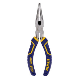IRWIN 2078226 6" Bent Long Nose Pliers with Wire Cutter, Nickel Chromium Steel Construction, ProTouch Grips