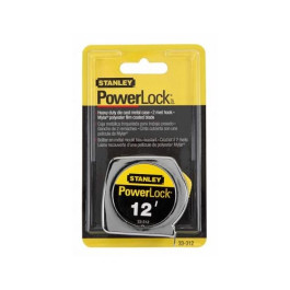 Stanley 33-312 PowerLock Tape Measure, 12 ft Blade, 3/4" Blade Width, Chrome Case, Yellow Blade