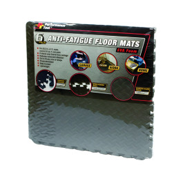 Performance tool W88989 Diamond Shape Anti-Fatigue Interlocking Floor Mat, EVA Foam, 24 inches x 24 inches Tiles, 3/8 inch Thick, 24 Square ft Coverage, Black, 6 Piece Pack
