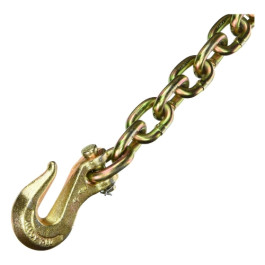 Mo-Clamp 6010 Chain 3/8" x 10' Length with Clevis Grab Hook, Grade 70, Yellow Dichromate Plated