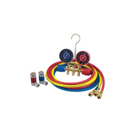 Robinair 45111 R134a 2-Valve Brass Manifold Hose Kit, 72" Hose Set, 90 Degr