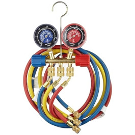 Robinair 40174 Main Fold Set, 2-Way Brass, R22/404A/410A, 60" EnviroGuard Hoses with Quickseal Fittings