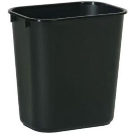 Rubbermaid 2955BLA Small Black Plastic Wastebasket, 13.6 Quart Capacity, Re