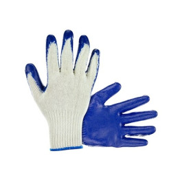 SAS Safety 641-1010 Cotton/Poly Knit Latex Coated Palm Gloves, One Size, Bl