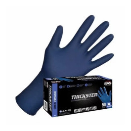 SAS Safety 6603-20 Thickster Powder Free Latex Exam Gloves, Large, Blue, 14 Mil, 12 Inch, 50 Pack
