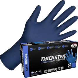 SAS Safety 6604 Thickster Powdered Latex Disposable Gloves, X Large, 14 Mil, 12 Inch, Box of 50