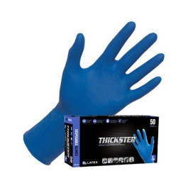 SAS Safety 6605-20 Thickster Powder Free Latex Exam Gloves, XX Large, Blue, 50 Pack