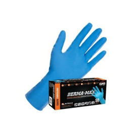 SAS Safety 6608-40 Derma Max Powder Free Nitrile Disposable Gloves, Large, 8 Mil, 12 Inch, Blue, 50 Pack