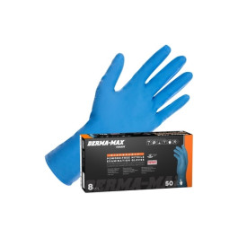 SAS Safety 6610-40 Derma Max Powder Free Nitrile Disposable Gloves, XX Large, 8 Mil, Blue, 50 Pack