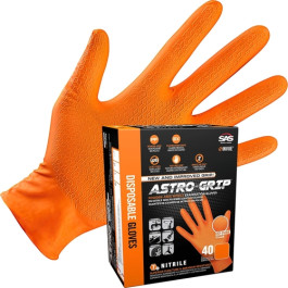 SAS Safety 66472-40 Astro-Grip Powder Free Exam Grade Nitrile Disposable Gloves, Medium, Orange, 7 mil, Box of 40