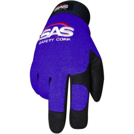 SAS 6662 Mechanics Blue Gloves, Synthetic Leather Palm, Hook and Loop Closure, Medium
