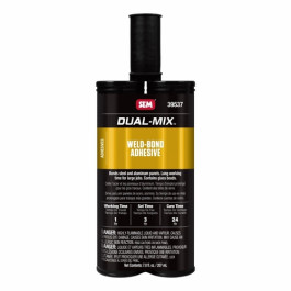 SEM 39537 Dual Mix Weld-Bond Metal Surface Adhesive, 7 oz Cartridge with 2 Static Mixer Tips, for Steel and Aluminum