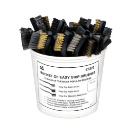 tool Aid 17370 Bucket Of Easy Grip Brushes, Brass, Nylon, and Stainless Steel Bristles, Bucket Of 36