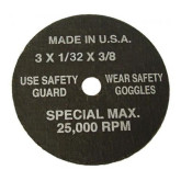 Tool Aid 94930  Cut-Off Wheels 3" x 1/32" x 3/8" Hole-100 Per Box