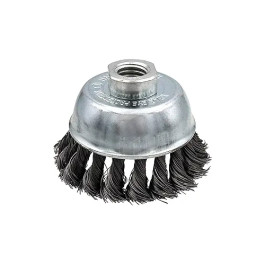 Shark 14042 Knot Wire Cup Brush, 3" Diameter, Single Row, 5/8"-11 Arbor, Heavy-Duty Steel Bristles
