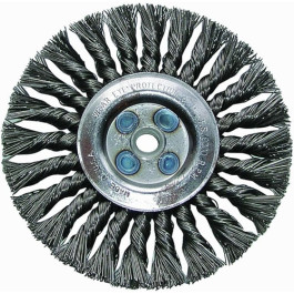 Shark 760S Twist Knot Wire Wheel, 6" Diameter, 0.014" Gauge, 9,000 RPM Max Speed, 5/8" Arbor Hole
