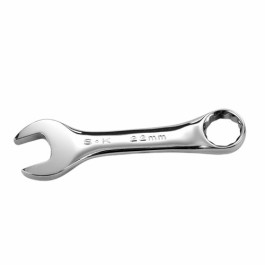 SK Tools 88122 Short Combination Chrome Wrench, 22 mm, 12 Point, 15 Degree