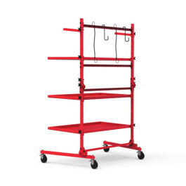 Steck 35950 Pro Folding Parts Cart, Adjustable Heavy-Duty Mesh Shelves, Dual-Sided Access, Telescopic Legs