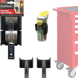 StealthMounts OM-CAN-BLK-2-MG Magnetic Aerosol Can Holders, Rubber-Coated N